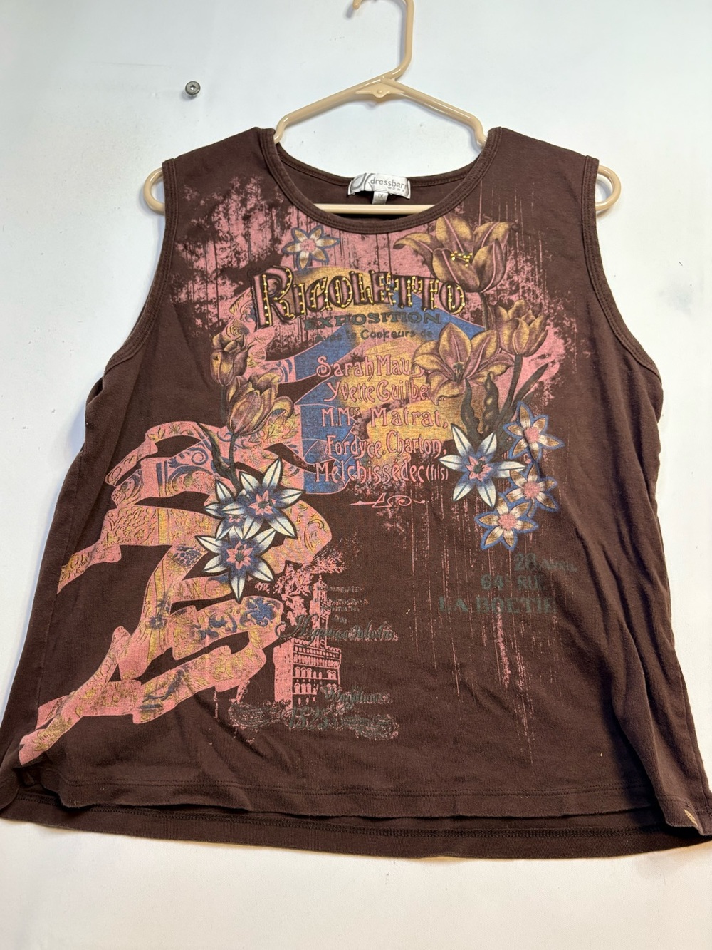 Dressbarn Brown Floral Graphic Sleeveless Tank
